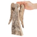 Engelfiguur van hout met berkenbast, 30 cm | Floristik24.nl