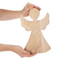 Decoratieve houten engelfiguur gemaakt van licht, natuurlijk hout, kerstdecoratie, 30 cm | Floristik24.nl