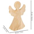 Decoratieve houten engelfiguur gemaakt van licht, natuurlijk hout, kerstdecoratie, 30 cm | Floristik24.nl