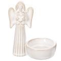 Floristik24 Engelenkomdecoratie met klein figuurtje en ronde theelichthouder 10 cm, 3 stuks