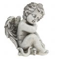 Floristik24 Herdenkingsfiguur slapende engel grijs 16cm 2st