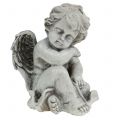 Floristik24 Herdenkingsfiguur slapende engel grijs 16cm 2st