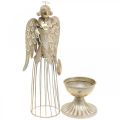 Floristik24 Engel figuur met hart, kerstversiering van metaal, decoratie engel antiek-goud H38cm