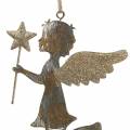 Floristik24 Decoratieve engel met toverstaf om op te hangen metaal goud, zilver 15.5cm × 9.5cm 3st