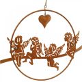 Floristik24 Kerstengel in een ring, adventdecoratie, decoratiering voor bruiloft, metalen decoratie roestvrijstalen rooster Ø20cm 3st