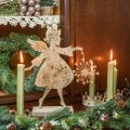 Floristik24 Engel met paardenbloem, metalen decoratie voor Kerstmis, decoratiefiguur Advent gouden antieke look H27.5cm