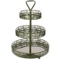 Floristik24 Metalen etagère, groen, drie lagen, dennendecoratie, rond, 49 cm