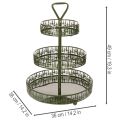 Metalen etagère, groen, drie lagen, dennendecoratie, rond, 49 cm | Floristik24.nl