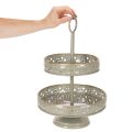 Decoratieve etagère met handvat, stermotief, twee lagen, 49 cm | Floristik24.nl