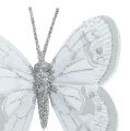 Floristik24 Veer vlinder zilver met mica 7cm 4st