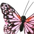 Floristik24 Vlinder op draad roze 11cm 12st