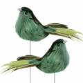 Floristik24 Veer vogel op draad groen 12cm 4st