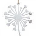Floristik24 Fee met paardenbloem, lentedecoratie om op te hangen, metalen hanger wit, zilver H25.5/27.5cm 4st