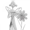 Floristik24 Lentedecoratie, bloemenfee als lantaarn, metalen tafeldecoratie, elf met bloem wit H32.5cm