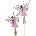 Floristik24 Bloemdecoratie, elf om op te plakken, lentedecoratie, decoratieve plug dansende fee natuur, roze 6st