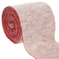 Floristik24 Viltlint, 100% wol, tweekleurig, als pannenlap, viltlint wit/rood, 15 cm x 5 m