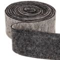 Viltband, potband, 100% wol, grijs/zwart, 7,5 cm breed, 5 m lang | Floristik24.nl