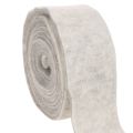 Floristik24 Tweekleurig vilten lint, wit/grijs, gemaakt van 100% wol, 7,5 cm breed, 5 m lang