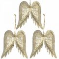 Floristik24 Engelenvleugels, metalen decoratie om op te hangen, kerstboomversieringen gouden, antieke look H11.5cm B11cm 3st