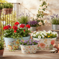 Plantenschalen, lente, plantenbakken voor bloemen/vogels, ovale metalen bak L39/31/24,5cm, set van 3 | Floristik24.nl
