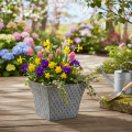 Zinken pot met diamantpatroon, H15cm | Floristik24.nl