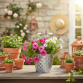 Zinken pot met touwgrepen Ø14,5cm H13cm | Floristik24.nl