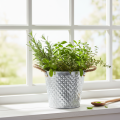 Zinken pot, ruitvormig, met touwgrepen, witgekalkt, Ø24,5 cm H21 cm | Floristik24.nl
