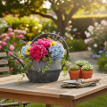 Decoratieve metalen gieter/theepot, zwart, vintage stijl | Floristik24.nl