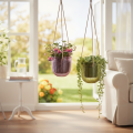 Glazen bloempot/hanglantaarn, paars/groen, 14 cm, 2 stuks | Floristik24.nl