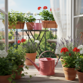 Decoratieve metalen gieter, roze bloempot, 1,25 liter, voor binnen/buiten, balkon | Floristik24.nl