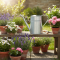Gegalvaniseerde decoratieve gieter, metaal, grijs, vintage look, 1,7 liter, 23 cm hoog, voor stijlvolle bloemdecoraties en plantenbakken. | Floristik24.nl
