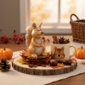 Zittend eekhoornfiguurtje voor herfstdecoratie, 10 cm | Floristik24.nl