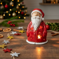 Decoratief kerstmanfiguurtje als theelichthouder met sterren, tafeldecoratie, 15 cm | Floristik24.nl