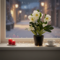 Kunstmatige kerstroos, potplant, tafeldecoratie, 34 cm | Floristik24.nl