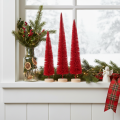 Decoratieve smalle kerstboom, kunstkerstboom op houten voet, 40 cm, 3 stuks | Floristik24.nl