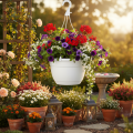 Hangende bloemenmand 25 cm wit | Floristik24.nl