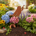 Vogeltuinpaal, verroeste metalen decoratieve paal, 52 cm | Floristik24.nl
