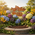 Tuinpaal met pompoenmotief, metalen decoratie, roestkleurige afwerking, 100 cm | Floristik24.nl