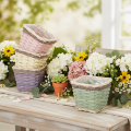 Vierkante plantenmand met folie, decoratieve plantenbak, 14 cm, 4 stuks | Floristik24.nl