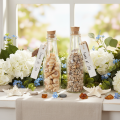 Glazen flesdecoratie met schelpen en hanger, maritieme tafeldecoratie, 17 cm, 2 stuks | Floristik24.nl