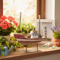 Decoratief houten bootmodel voor vensterbank, 20 cm | Floristik24.nl