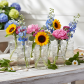 Glazen fles met patroon, cilindrisch, transparant, decoratieve vaas, 15 cm, 6 stuks | Floristik24.nl