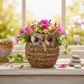 Handgeweven uilenmandje als decoratie voor de vensterbank, 18 cm | Floristik24.nl