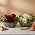 Ronde, gegroefde schaal, decoratieve vaas voor bloemstukken, 20 cm, 2 stuks | Floristik24.nl