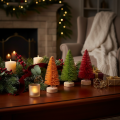 Kunstkerstboom met houten voet, klein, 16 cm, 6 stuks | Floristik24.nl