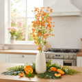Kunstmatige orchideeëntak met oranje filigraan decoratie voor de kamer, 110 cm, 3 stuks | Floristik24.nl