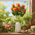 Kunstmatige oranje saffloer als kunstbloem voor vazen en decoratie, 55 cm, 4 stuks | Floristik24.nl
