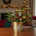 Metalen emmer kerstboomplantenbak goudkleurig Ø12cm H11,5cm | Floristik24.nl