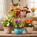 Decoratieve vogelverschrikkerfiguur op een stok voor knutselwerkjes en planten, 60 cm | Floristik24.nl