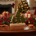 Kerstboomversiering op een houten voet voor tafel en plank, 20 cm | Floristik24.nl